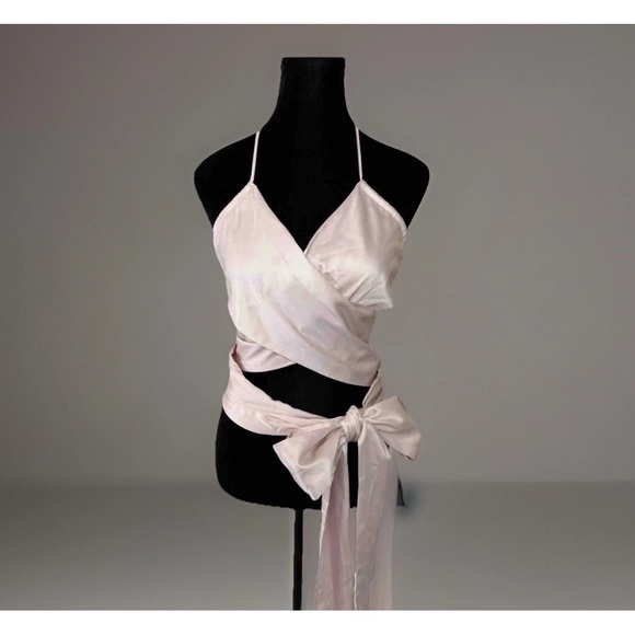 Lioness Tops - NWT Lioness Top XL Hands Off Me Satin Wrap Crop Blush Wear Multi Ways Festival